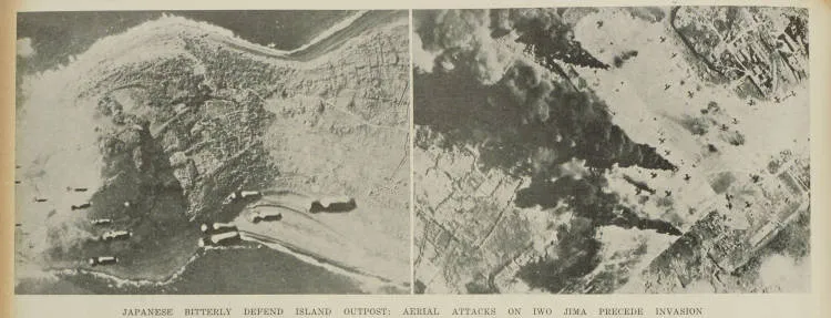 Japanese bitterly defend island outpost: aerial attacks on Iwo Jima precede invasion