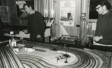 Image: Slot-racing model cars in Ron Poppleton's garage; Peter Messenger, Alex Vlassoff.