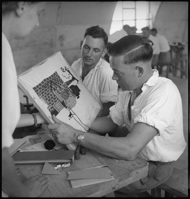 Wool work embroidery done by occupational therapy patients at Kantara Hospital, Egypt - Photograph taken by George Kaye