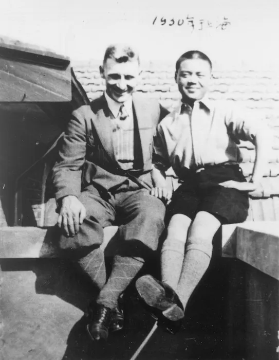 Rewi Alley with his adopted son, Alan