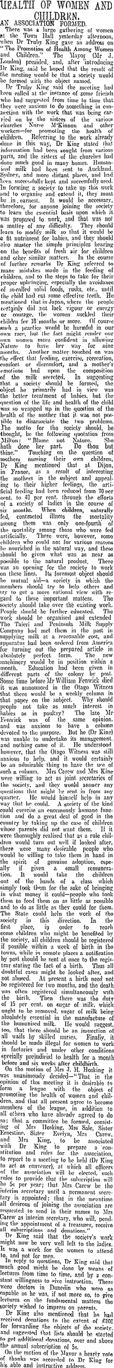 Image: HEALTH OF WOMEN AND CHILDREN. (Otago Daily Times 15-5-1907)