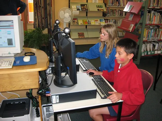 Kids enjoy the new computers, Cheviot Library