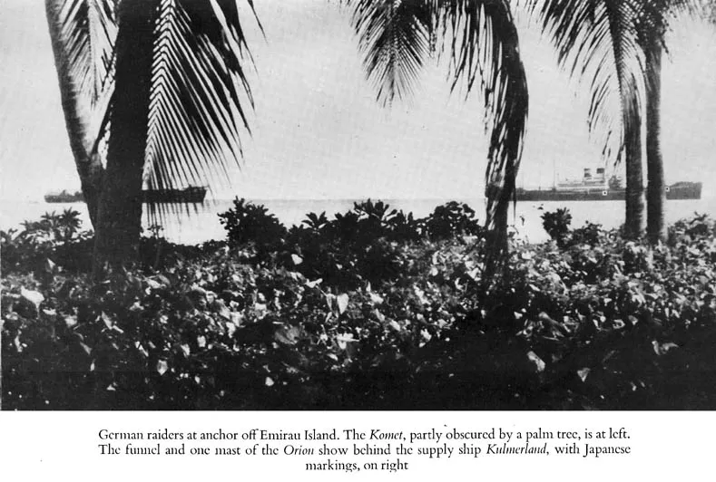 Black and white photograph of ships at sea