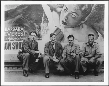 Image: Allen Curnow, Denis Glover, Bob Lowry, and unidentified friend.