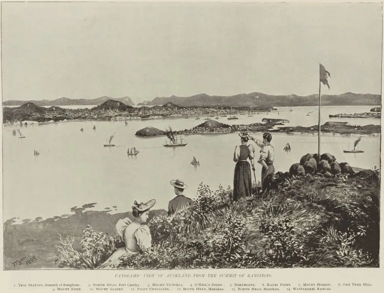 Panoramic view of Auckland from the summit of Rangitoto