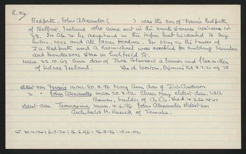 Macdonald Dictionary Record: John Alexander Redpath