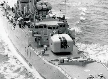 Image: HMNZS Otago sails for Mururoa test zone