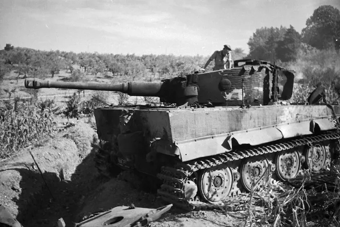 First German Tiger tank to be knocked out by NZ tanks during World War II, Italy