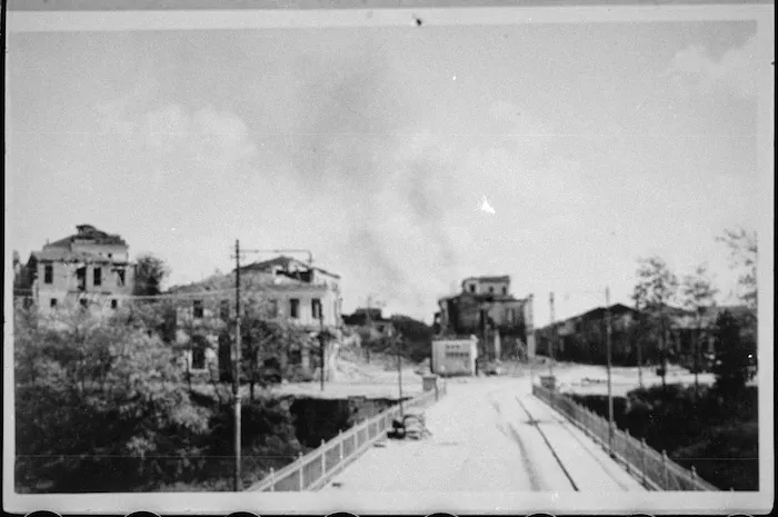 War damage at Larissa, Greece, World War II