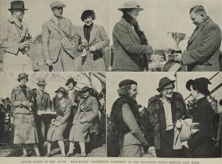 Spring racing in the South: well-known Canterbury racegoers at the Geraldine Club's meeting last week