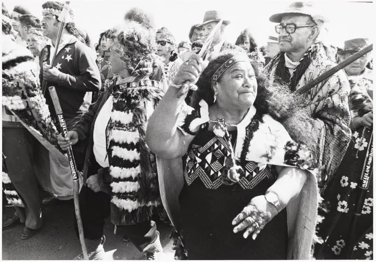 Participants in the Land March crossing the Harbour Bridge, 1975
