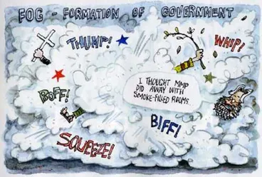 Image: Slane, Christopher, 1957- :'I thought MMP did away with smoke-filled rooms.' Listener, 10 August 2002.