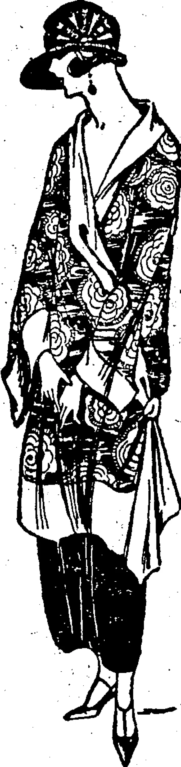 tha Wnewi oontansus of opinion that tha thre»quartar length eo»t, of n?Xi!!y •*oot and Japanese Inspiration, will bo muoh worn this autumn. In our •2™I. "••«»•■» charming exampls, wnlon his been oarrled out In elephantgrey stamped velours, the oollar, the •t?v!'trJ1"l"l"W» and the wide band at !£. ■.•."" the Sarment, being of toft K5? i eitn»r-wry supple. Thl» mode la (Evening Post, 01 December 1923)