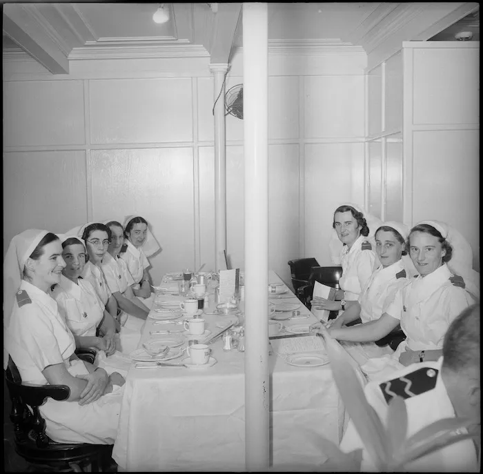 Nurses mess on the hospital ship Maunganui, Port Tewfik
