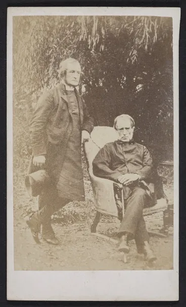 Image: Webster, Hartley (Auckland) fl 1852-1900 :Portrait of Bishop Selwyn and Sir William Martin 1807-1880