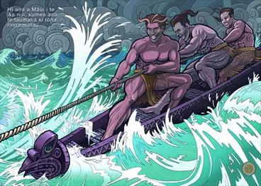 Māui fishes up the North Island Image: Māui fishes up the North Island