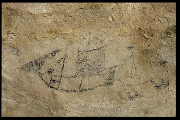 Image: Maori rock drawings at Takiroa