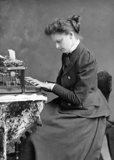 Image: Woman at typewriter