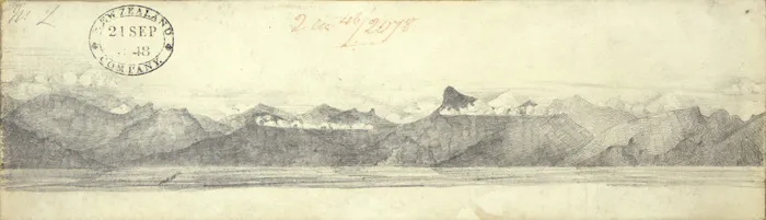 [Heaphy, Charles], 1820-1881. Attributed works :[Main entrance to Queen Charlotte Sound (?) 1848]