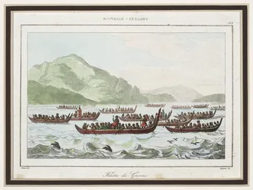 Image: Sainson, Louis Auguste de, b 1800 (after) :Flotte de guerre. Nouvelle-Zeeland. [Plate] 188. Danvin del; Montant sc. [Paris, Firmin Didot Freres, 1836-1863]