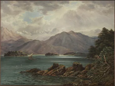 Image: Barraud, Charles Decimus 1822-1897 :[Lake Manapouri looking toward Cathedral Peaks?] 1886