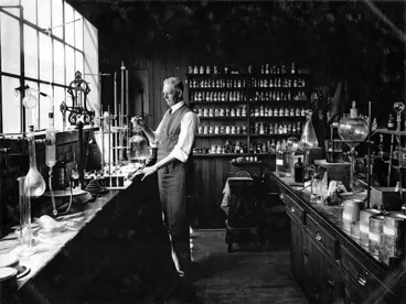 Image: Man in laboratory at the McLeod Brothers soap factory, Dunedin
