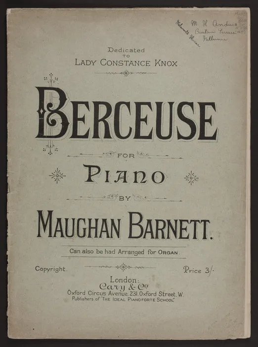 Berceuse for piano / by Maughan Barnett.