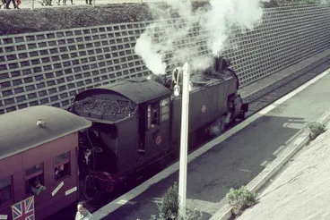 Image: Train on lowered line at Hamilton