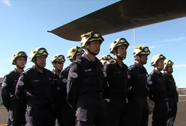 Image: Support for the Christchurch earthquake arrives at the Air Force Air Movements Terminal