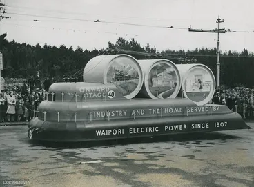 Float representing DCC Electricity Department in Cavalcade of Progress Parade 1948 Image: Float representing DCC Electricity Department in Cavalcade of Progress Parade 1948