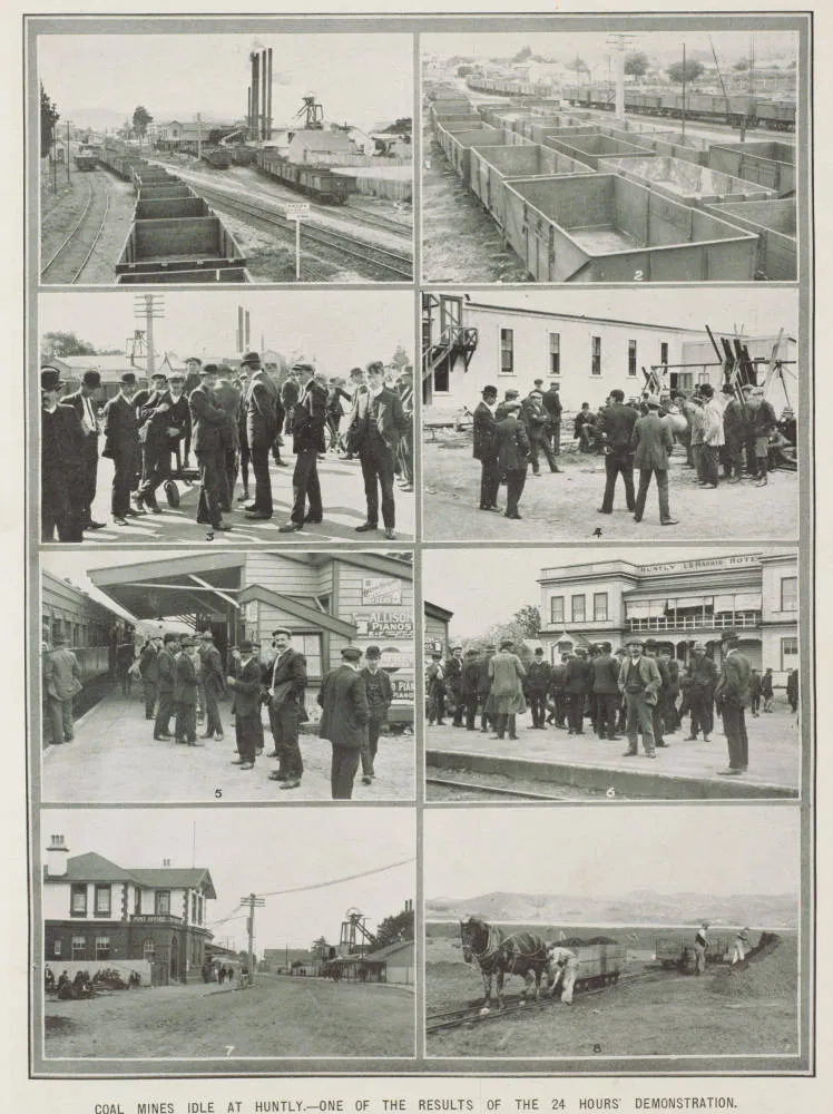 Coal mines idle at Huntly - one of the results of the 24 hours' demonstration