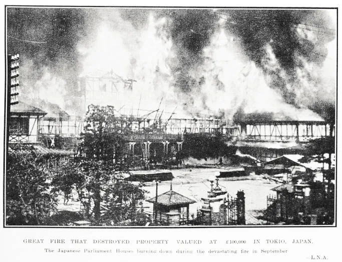 Great Fire That Destroyed Property Valued At £ 100,000 In Tokyo, Japan