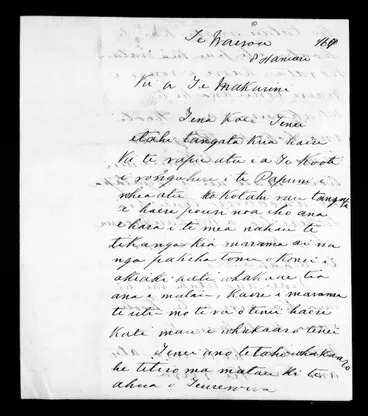 Image: Letter from Paora Apatu to McLean