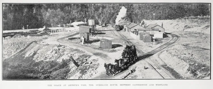The coach at Arthur's Pass, the overland route between Canterbury and Westland