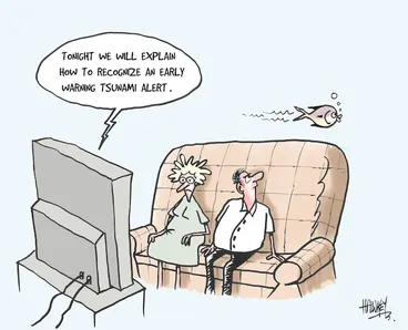 Image: "Tonight we will explain how to recognize an early warning tsunami alert." 5 May, 2006