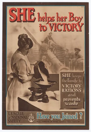 Image: Poster, 'She helps her Boy to Victory'
