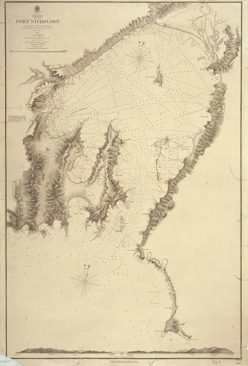 Port Nicholson surveyed by Captain J. L. Stokes, Commander G. H. Richards, Messrs. F. J. Evans, J. W. Smith, R. Bradshaw, R. Burnett, J. M. Pridham. H.M.S. Acheron. 1849