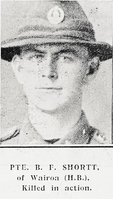 Image: Pte B F Shortt of Wairoa (HB), killed in action