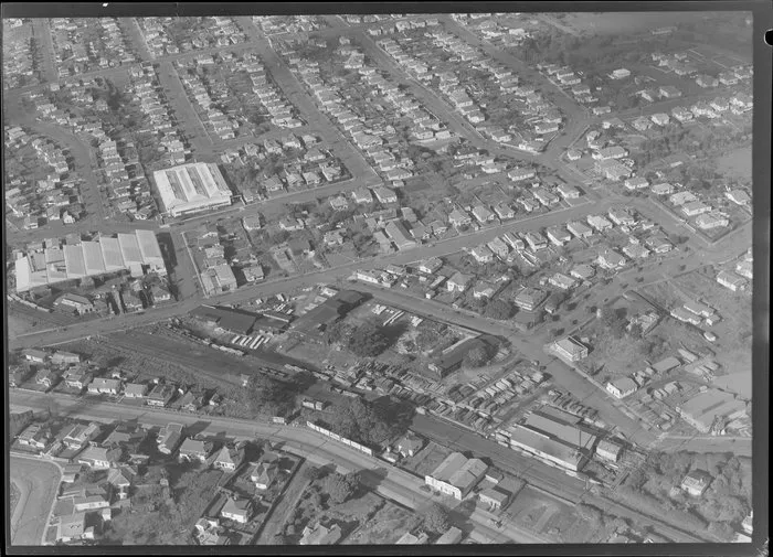 Morningside Timber Company and surrounding area, Auckland