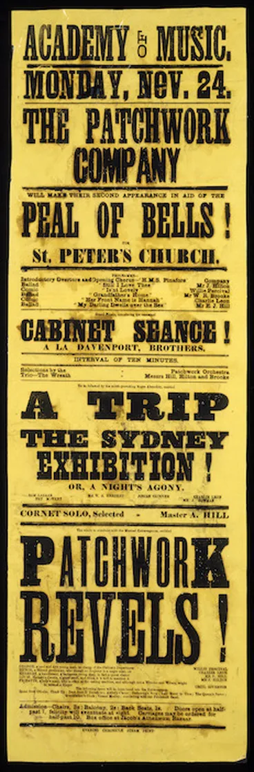 Image: Poster advertising a second perfomance by Patchwork Company at the Academy of Music