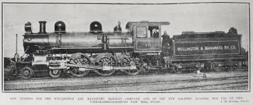 Image: NEW ENGINES FOR THE WELLINGTON AND MANAWATU RAILWAY COMPANY, ONE OF THE NEW BALDWIN ENGINES, FOR USE ON THE PAIKAKARIKI-LONGBURN FAST MAIL TRAIN