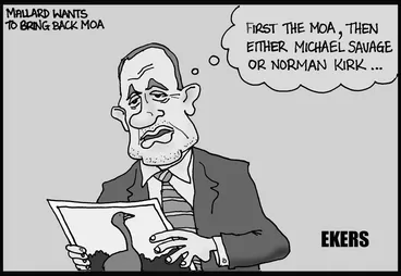 Image: Ekers, Paul, 1961-:Mallard wants to bring back Moa. 1 July 2014