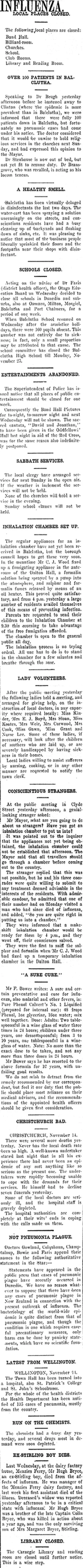 Image: INFLUENZA. (Clutha Leader 15-11-1918)