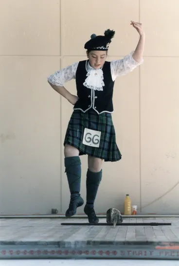 Image: Highland Gathering, 2002, Harcourt Park; unidentified sword dancer.