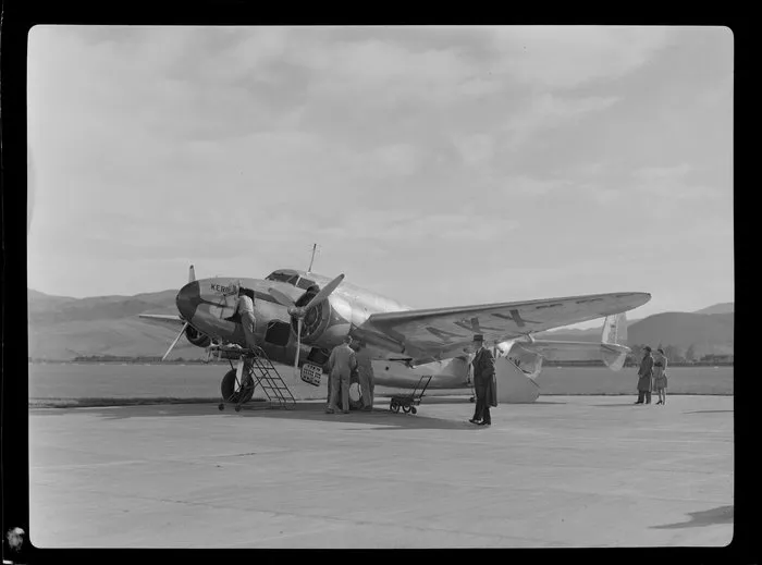 New Zealand National Airways Corporation, Lodestar AKX aircraft at Taieri Aerodrome