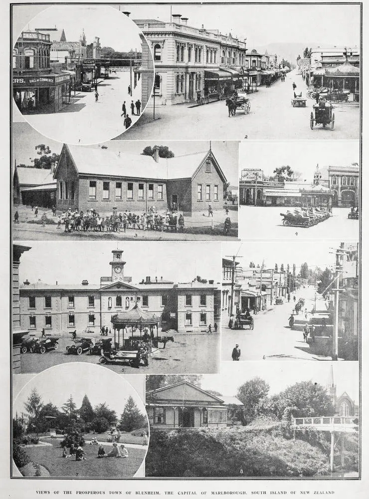 Views of the prosperous town of Blenheim, the capital of Marlborough, South Island of New Zealand