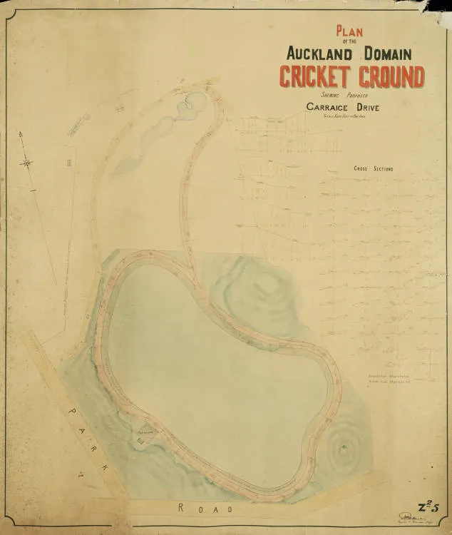 Plan of the Auckland Domain cricket ground shewing proposed carriage drive