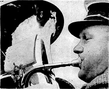 Image: Vox Phota 4 paymaster-commander adding rum to the ingredients of the Christmas puddings at the Naval Barracks at Chatham. "Evening Post" Photo. / member of the Lower Hutt Municipal Band at work during the band's Christmas carol-playing tour of Lower Hutt. (Evening Post, 21 December 1938)