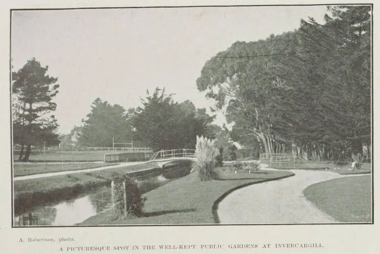 A picturesque spot in the well-kept gardens at Invercargill