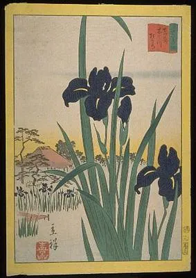 Tôto Kinoshitagawa kakitsubata (Rabbitear Irises at the Kinoshita River in the Eastern Capital)